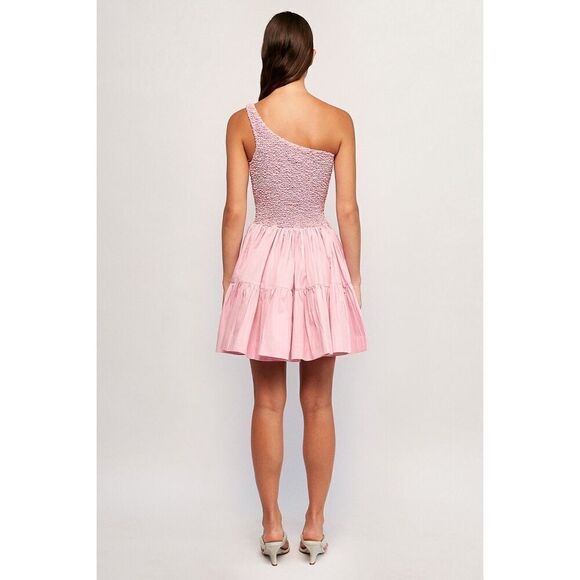 SWF Mottled One Shoulder Mini Dress in Pink  Color: Rouge size S NWT $381 - Picture 3 of 8